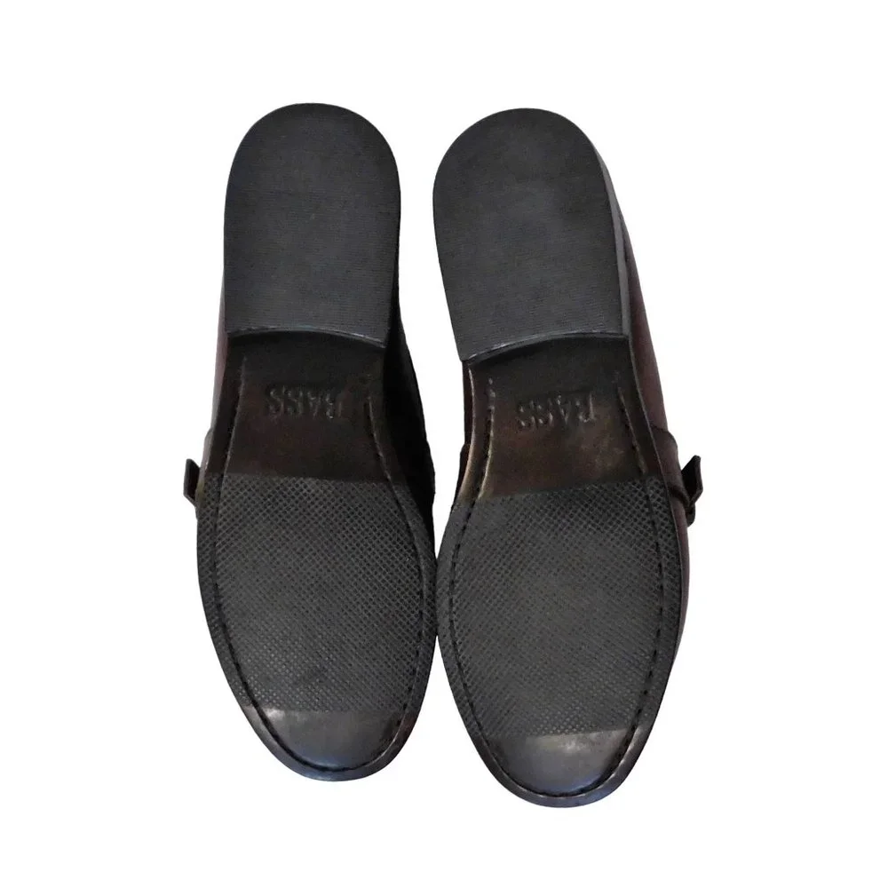 Bass Parker Loafers Mens Shoes 9.5M Brown Fringe Buckle Leather Slip On